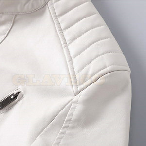 Lightweight Comfortable Men's <b>Winter</b> <b>Leather</b> <b>Jacket</b> with Stand Collar and Front Logo Waterproof & Breathable - Product Image 6