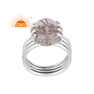 Best Selling Oxidized Sterling Silver Natural Black Rutile Gemstone <b>Statement</b> <b>Ring</b> Custom Jewelry Manufacturer - Product Image 1