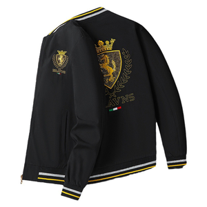 เสื้อแจ็คเก็ตผู้ชายทรงสลิมฟิตสไตล์อิตาลี รุ่นใหม่ล่าสุดสำหรับฤดูใบไม้ผลิและฤดูใบไม้ร่วง แฟชั่นลำลองสไตล์เบสบอล ปิดด้วยซิป ผ้าปักลาย 3 มิติ - Product Image 1