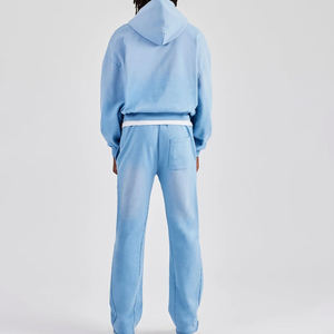 Boxy Oversized Vintage Tracksuit 100% Cotton Fleece Custom Design <b>Drop</b> Shoulder Full Length Unisex <b>Acid</b> Washed Winter Breathable - Product Image 5