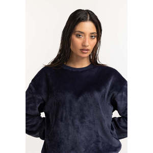 110 APPARELS Sweat-shirt décontracté à manches longues pour femme, bleu marine, en coton respirant, tricoté, écologique, vintage, doux - Product Image 3