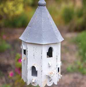 Casas de pájaros de metal estilo granja | Adornos decorativos para jardín | Comederos para pájaros colgantes y postes rústicos vintage al por mayor - Product Image 4
