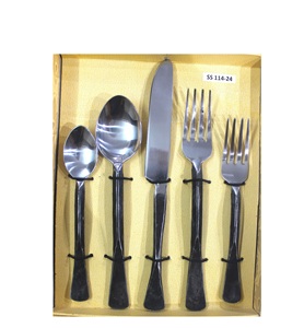 Juego de cuchillos y tenedores de cocina de latón ecológico al por mayor, cubiertos plateados de acero inoxidable para bodas - Product Image 4