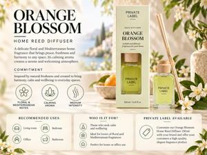 Diffuseur de parfum à la fleur d'oranger en marque propre 250ml |   Parfum d'ambiance floral et méditerranéen |   Fabricant OEM Espagne - Product Image 2