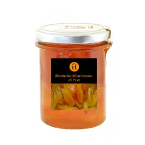 Poire Mostarda 220 gr: Fruit italien, Condiment épicé parfait à utiliser avec des fromages et une assiette de confiserie