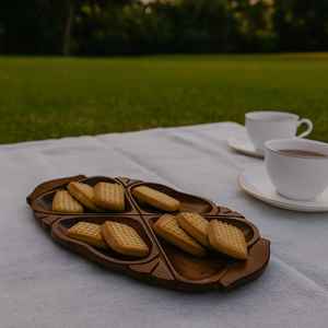 Plateau de service en bois d'acacia 100% de qualité supérieure vaisselle ovale unique pour la cuisine maison cuisine stockage servant pour les boissons alimentaires - Product Image 2