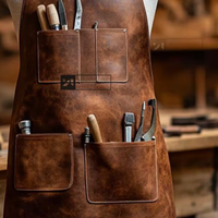 Tablier en cuir de qualité supérieure pour le barbecue de boiseries et de forgerons, tablier de cuisine et d'atelier avec quatre poches, vêtements de travail réglables faits à la main