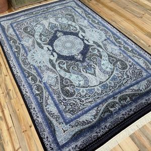 Alfombra Turca Vintage, Alfombra Grande de 6.3x9.9 pies, Alfombra Floral Azul y Negra - Product Image 2