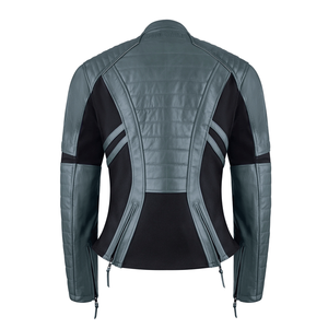 Chaqueta de moto de cuero genuino negro para mujer Chaqueta de moto de cuero de carreras protegida por CE para mujer - Product Image 5