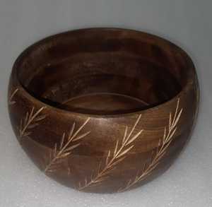 <b>Large</b> Premium Mango Wood Ceramic Salad <b>Bowl</b> Hand Carved Modern Design Eco-Friendly Fruit/Dinner Food <b>Bowl</b> - Product Image 1