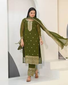 Salwar Kameez imprimé floral de couleur verte pour femmes par le fabricant indien exportateur Collection 2025 - Product Image 5