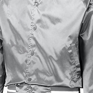 <b>Silver</b> Grey Unisex Bomber <b>Jacket</b> Satin Windproof Waterproof Breathable Spring Reversible Quick Dry V-neck Zipper Closure Front - Product Image 4