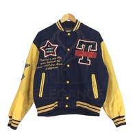 Veste universitaire en toile de qualité supérieure, motif étoile et lettres contrastées bleu-jaune, idéale pour l'hiver, prix de gros