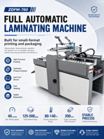 Laminateur thermique hydraulique entièrement automatique haute vitesse ZDFM-760 avec arrêt automatique en cas de manque de papier et anti-ondulation