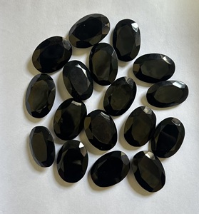 หินแก้วสองชั้นสีดำนิลเป็นคู่หินสีดำเจียระไนทั้งสองด้านสำหรับทำเครื่องประดับรูปทรงรีหินแก้วคู่ - Product Image 4