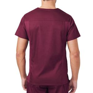 Uniforme de manga corta con cuello en V y pantalones elásticos listo para enviar para hombre, ropa médica personalizada para proveedor mayorista - Product Image 3