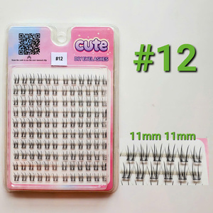 LONG MI NHU Y Paquete de logotipo personalizado Pelo sintético hecho a mano Banda súper fina C para racimos Aspecto natural Ojo de gato Pestañas postizas - Product Image 4