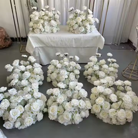 Guirlande de roses blanches artificielles de 50 cm et 60 cm, petite boule de fleurs, centre de table pour décoration de mariage - Vente chaude