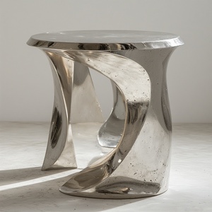 ฐานรองโต๊ะอลูมิเนียมแบบโค้งสไตล์โมเดิร์นวิจิตรฐานฐานรองขัดเงาสีเงินของตกแต่งห้องรับแขกหรูหราเฟอร์นิเจอร์ - Product Image 6