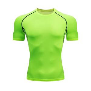 Chemise de compression de sport pour hommes, t-shirt d'été à col rond, t-shirt de course à pied à séchage rapide, fitness, gym, hauts d'entraînement pour hommes - Product Image 1