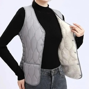 Chaqueta de algodón acolchada para mujer, Chaleco corto de cordero grueso, chaqueta sólida, ropa ajustada para Otoño e Invierno - Product Image 4