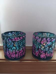 Décoration de Noël Bougie en verre faite à la main Bougeoirs en verre mosaïque Bougeoir votif en verre romantique Centre de table - Product Image 5