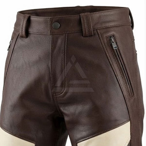 Pantalon en cuir classique pour motards, avec protections pour les genoux, poches latérales et fermetures éclair robustes pour la conduite à moto - Product Image 6