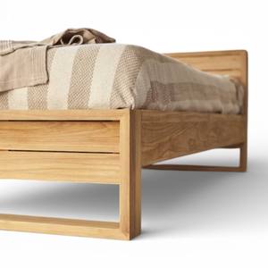 Modern Minimalist Solid Teak Wood Hand Carved <b>Storage</b> Platform <b>Bed</b> <b>Frame</b> Japanese Style Low Profile <b>Queen</b> Size Home Hotel - Product Image 2