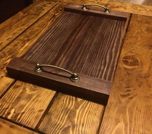 Bandeja de servicio rectangular de madera con diseño de RESTAURANT, tamaño estándar de acabado Natural para el hogar y la boda, bandeja para servir comida - Product Image 5