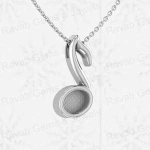 Dije de Plata de Ley 925 con Diseño de Notas Musicales de 6x8 mm, Engaste de Bisel, Semi-Montado, para Resina, Cenizas, Joyería Fina - Product Image 2