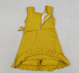 ชุดเดรสเด็กผู้หญิงแขนกุดสำหรับเล่นโยคะ กระโปรงระบายยาวถึงเข่า - Product Image 6