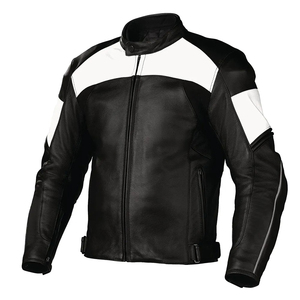 Color blanco y negro Cremallera completa La más alta calidad Elegante Cómodo Las mejores chaquetas de carreras de motos de cuero POR INCREÍBLES INDUSTRIAS - Product Image 2