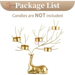 Deer Designer Tabletop Decorative Handmade <b>Brass</b> Material Unique Candle Jar 5 Arms Lightening Decor Christmas Festive Candles - Product Image 6