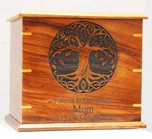 Urna de cremación de árbol de la vida de palisandro para cenizas humanas, caja de madera para mascotas, urna funeraria personalizada hecha a mano para adultos - Product Image 6