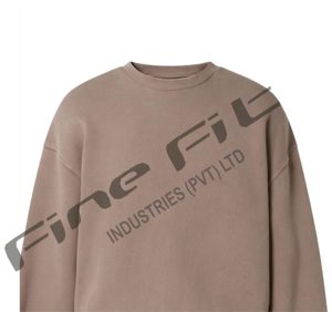 Sweat-shirt unisexe en coton mélangé, doublure en polaire, surdimensionné, col ras du cou, pull à manches longues, teint uni - Product Image 4