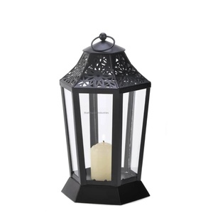 Linterna de Metal marroquí hecha a mano en color negro, linterna de vela colgante de diseñador de hierro para decoración del Festival de Ramadán EID - Product Image 6