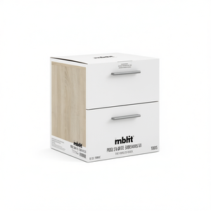 Mesita de Noche PEPE en Roble Blanco con Acabado Brillante, 2 Cajones, Mueble Tvilum KIT (40x40x42,3cm) para Almacenamiento - Product Image 3