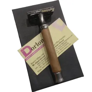 Высокопроизводительная бритва с двойным лезвием и деревянной ручкой