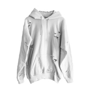Sweat à Capuche Surdimensionné Distressed Retro Streetwear Design de Trou Personnalisé Usine Entière - Product Image 2