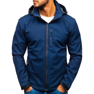 Veste Softshell pour homme avec doublure en polaire, bleu marine, manches ajustables, veste de randonnée personnalisée pour homme, veste d'extérieur - Product Image 3
