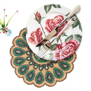 <b>Placemat</b> Glass <b>Beaded</b> <b>Placemat</b> Luxury Kitchen Decoration <b>Beaded</b> <b>Placemats</b> Table Mat Dinning Table Restaurant and Hotel Design - Product Image 2