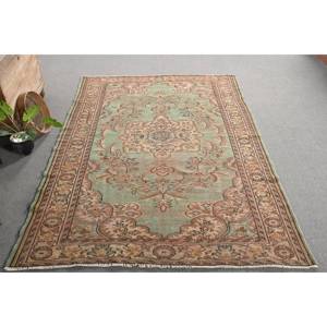 Tapis Turc Vintage Style Classique Vert et Marron 6ft 2in X 9ft 1in Tissage Plat pour Décorations de Salon - Product Image 4