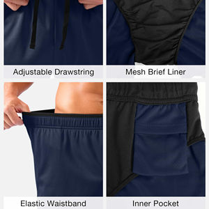 Pantalones cortos deportivos para gimnasio para hombre, tejido de punto transpirable de alta calidad, patrón sólido, bolsillos personalizables, venta al por mayor - Product Image 4