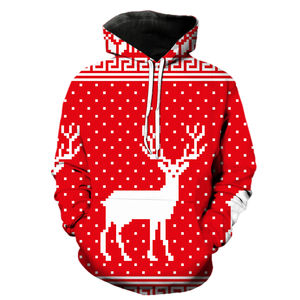 Sweat à capuche pour homme Noël 2025 100% coton polaire imprimé numérique tricoté doublé anti-froissement coupe-vent respirant chaud pour l'hiver - Product Image 4