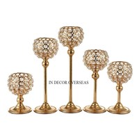 Magnifique Look Roi Couronne Designer Métal Plaqué Or Et Cristal Perlé Unique Élégant Table De Mariage Centre De Table Bougeoir