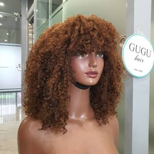 Perruque avec closure Bang New Curly Texture Trendy Virgin Hair Colored 16 Inch Perruques de cheveux humains Femmes Vente en gros Cheveux vierges vietnamiens - Product Image 3