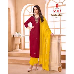 Maruti Fashion MF1549 Conjunto de Kurti y Pantalón de Tela Vertical de Diseño para Mujer con Dupatta, Estilo Tradicional, Casual, para Boda, Aspecto Elegante - Product Image 1