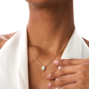Collar de Perlas con Diamantes Cultivados en Laboratorio en Forma de Pera Clásica Hecho a Mano, 0.75 Ct E-F VS, Oro de 14K, para Ocasiones Especiales, Regalo para Fiestas - Product Image 2