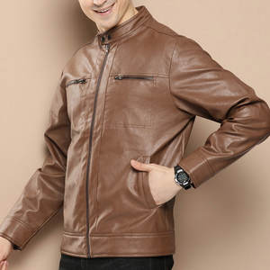 Veste en Faux Cuir Décontractée pour Homme, Manteau de Moto à Capuche de Couleur Unie en PU avec Col Montant, Coupe Régulière avec Poches pour Homme - Product Image 2