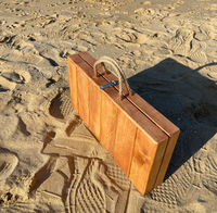 Table de pique-nique en bois d'acacia de haute qualité, table pliante avec poignée en corde pour plage et Camping